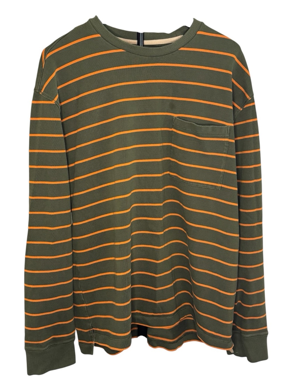 Banana Republic Olive Green and Orange Striped Long Sleeve Shirt